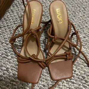 EGO Women's Tan Strappy Heels